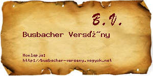 Busbacher Versény névjegykártya
